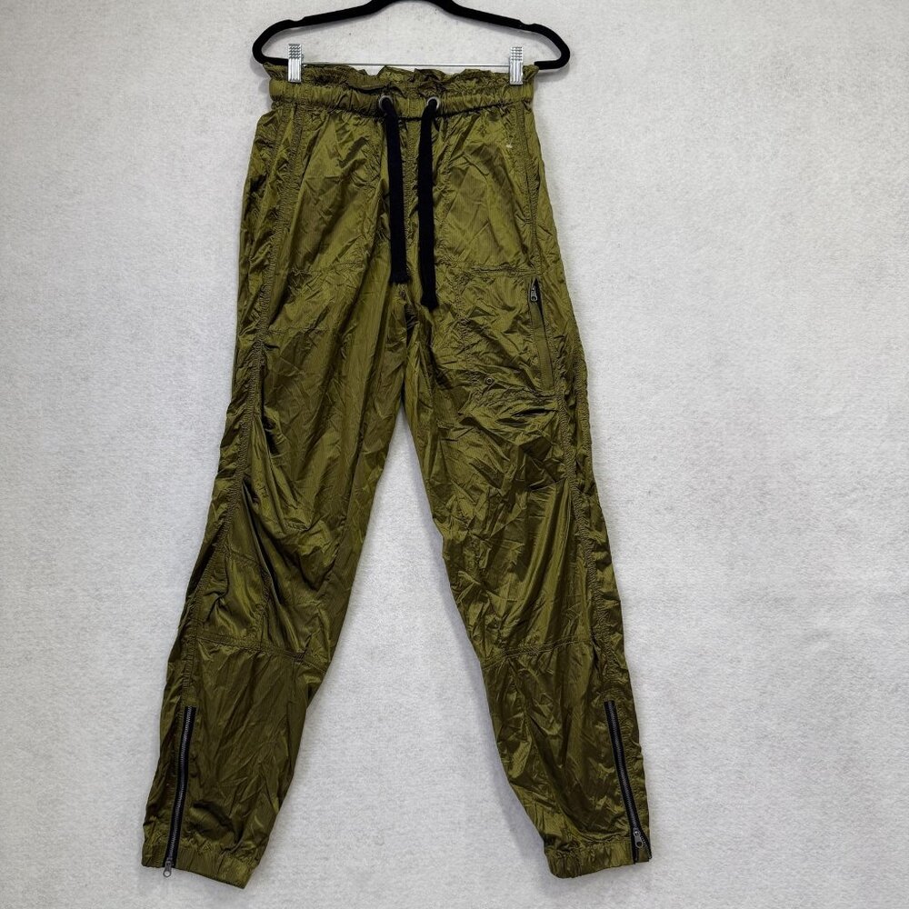 Free People FP Movement Pants Womens Small Green Track Zip Ankle Athletic Gym